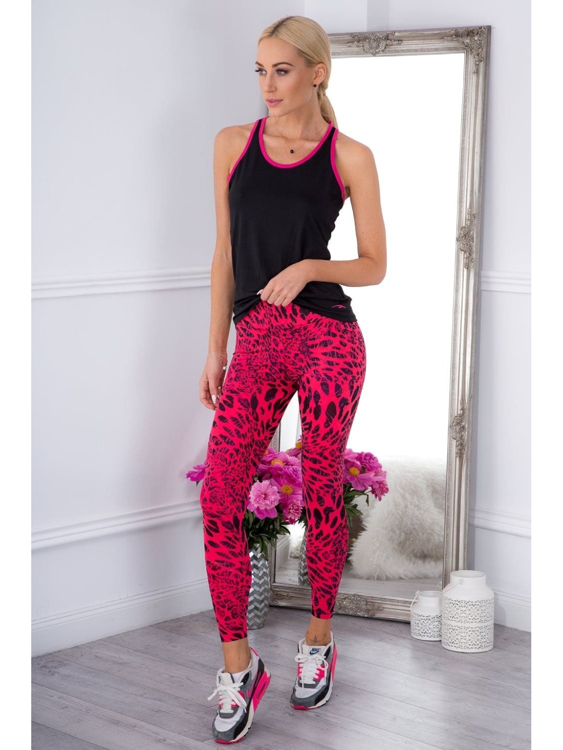 Jambiere sport Amaranth cu imprimeu leopard H006 - Magazin online - Boutique